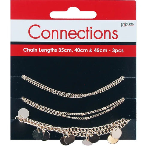 Gold Colour Metal Alloy Plain - Ball - Disc Chain Set